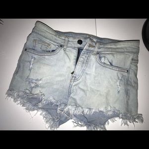 Distressed High Waisted Jean Shorts